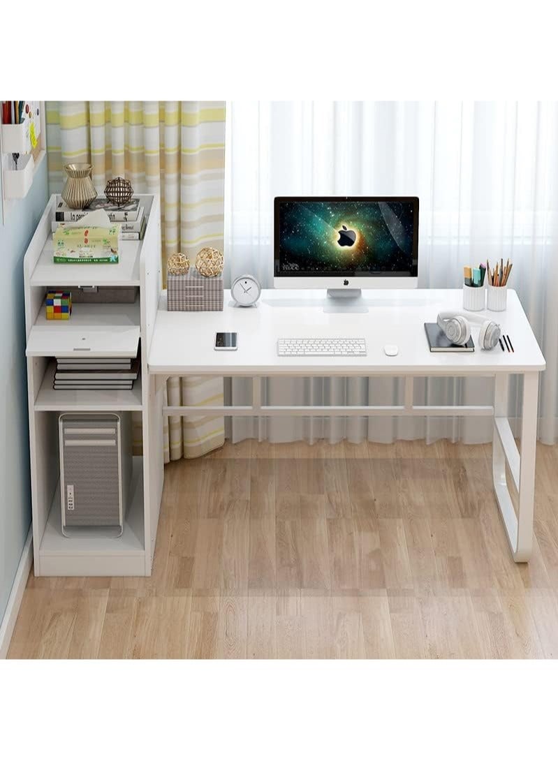 إيه جي دي طاولة دراسة بوحدة رفوف جانبية للكمبيوتر والدراسة والكتابة والألعاب مناسبة للمنزل بلون ابيض - Image 5