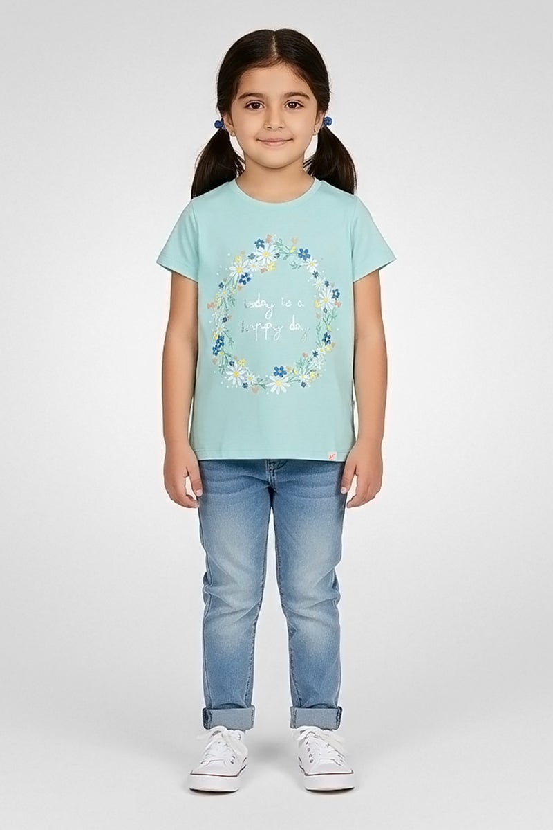 Hamleys Toddlers Girl Graphic Print Short Sleeve T-Shirt, Light Blue - Image 1