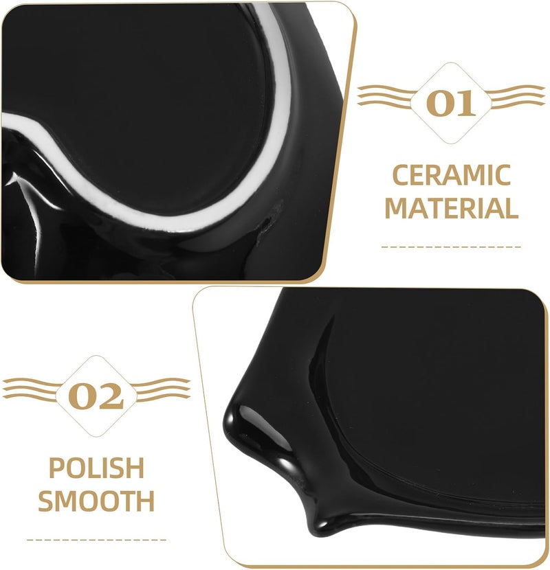 ABOOFAN Ceramic Spoon Rest Kitchen Scoop Holder Reusable Black Countertop Spoon Support Home Dining Accessories - Image 3