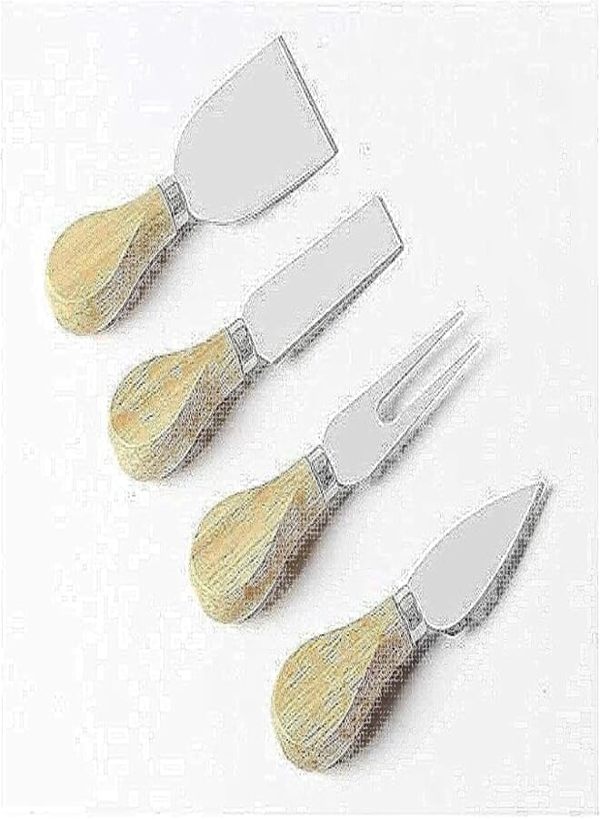 4 Pieces Set Cheese Knives with Bamboo Wood Handle Steel Stainless Cheese Slicer Cheese Cutter Tool (Bamboo Handle)