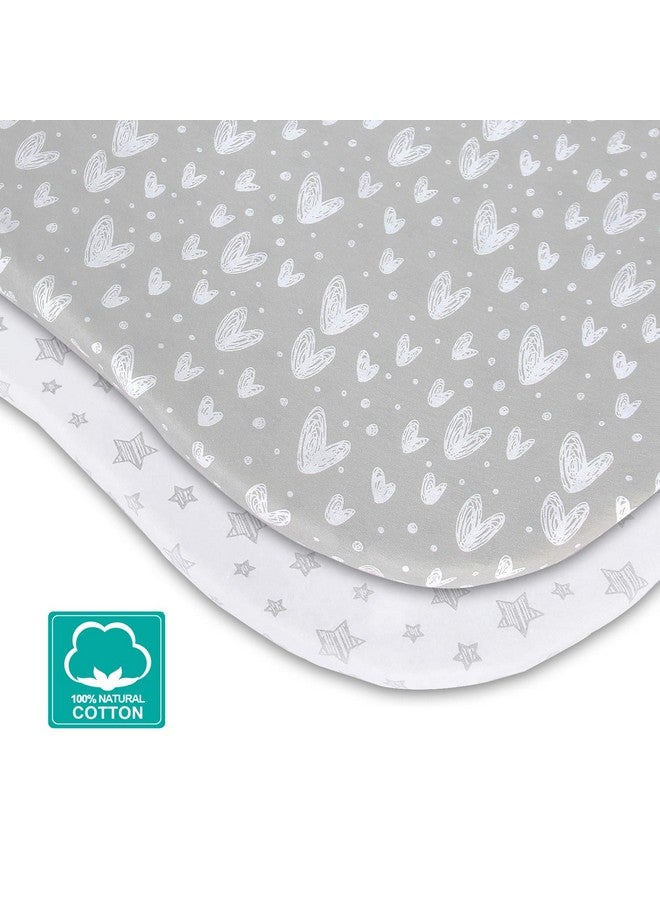 Biloban Bassinet Fitted Sheets Compatible with Delta Children Sweet Dreams Bassinet & Beberoad Love Baby Travel Bassinet, 2 Pack, 100% Jersey Knit Cotton for Baby Boy and Girl, Gray and White Print - Image 3