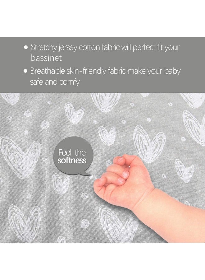 Biloban Bassinet Fitted Sheets Compatible with Delta Children Sweet Dreams Bassinet & Beberoad Love Baby Travel Bassinet, 2 Pack, 100% Jersey Knit Cotton for Baby Boy and Girl, Gray and White Print - Image 5