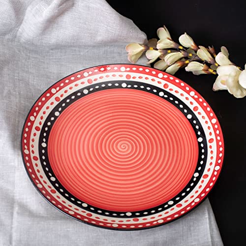 Caffeine Ceramic Handmade Stoneware Red Dotted Quarter Plate 7”(Set of 4 Dishwasher & Microwave Safe) - Image 5