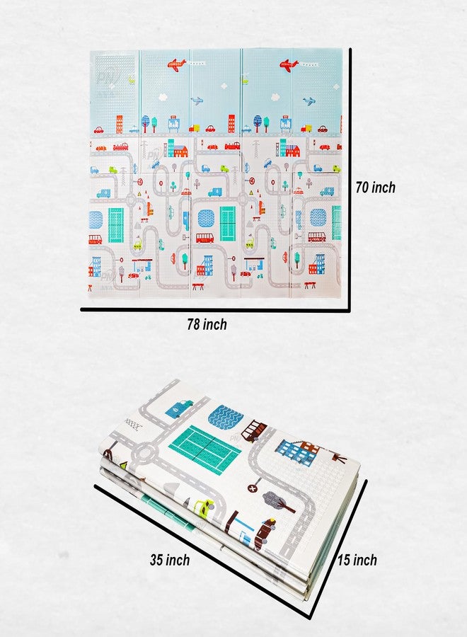 PN AVAN Extra Large Reversible Baby Play Mat, BPA Free Learning & Crawling Foldable Foam Mat (6.5x5 ft, 0.9cm Thickness) Multicolor (Forest-City) - Image 4