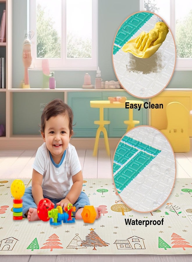 PN AVAN Extra Large Reversible Baby Play Mat, BPA Free Learning & Crawling Foldable Foam Mat (6.5x5 ft, 0.9cm Thickness) Multicolor (Forest-City) - Image 2