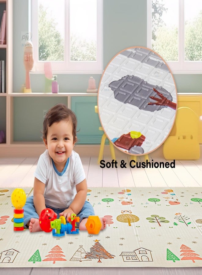 PN AVAN Extra Large Reversible Baby Play Mat, BPA Free Learning & Crawling Foldable Foam Mat (6.5x5 ft, 0.9cm Thickness) Multicolor (Forest-City) - Image 3