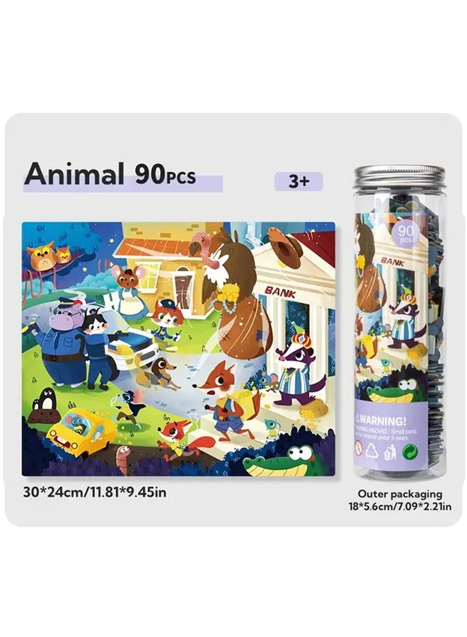 Animal Stories 90 Pieces Canned Puzzle Toy For Parent Child Interaction And Logical Thinking - Image 1