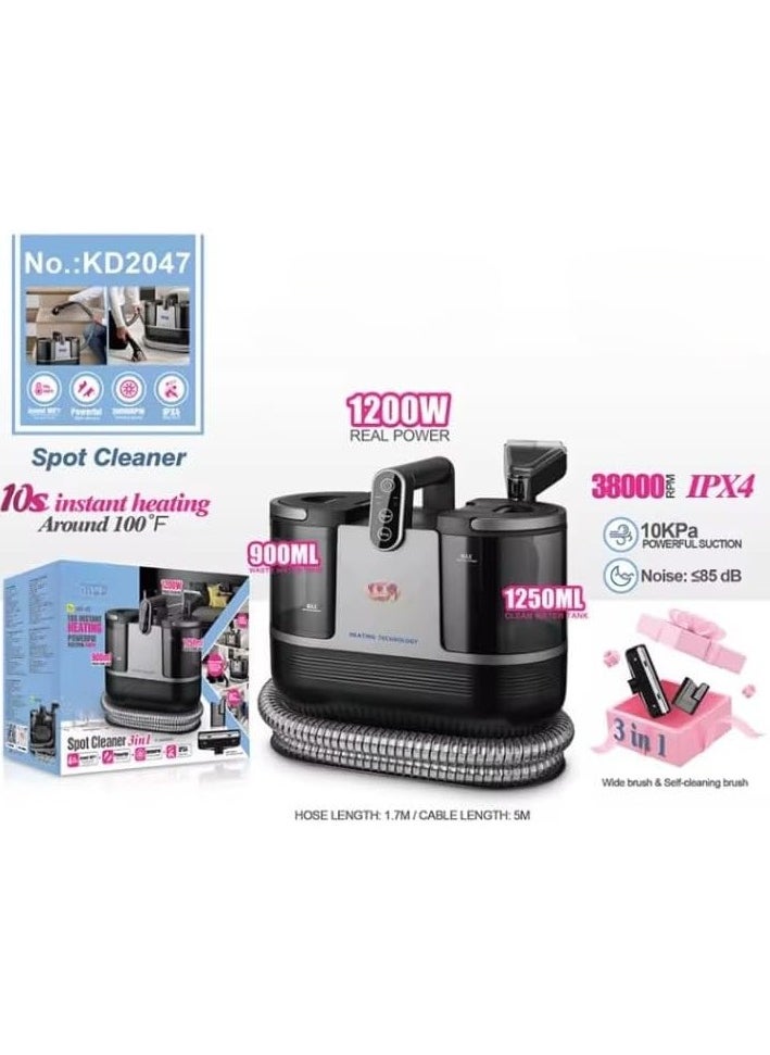 DSP - DSP KD2047 Carpet Cleaning Machine, Portable Fast Heating Spot Cleaner, 12Kpa Stain Remover Shampoo Machine for Pet, Stairs, Car Seat, Sofa, Self-cleaning, 50±5℃ Heat Washing - Image 1