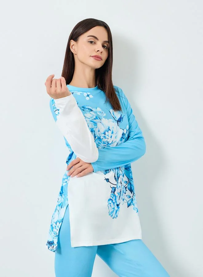 تايك تو Women Floral Printed Long Sleeve Top and Pyjama Set
