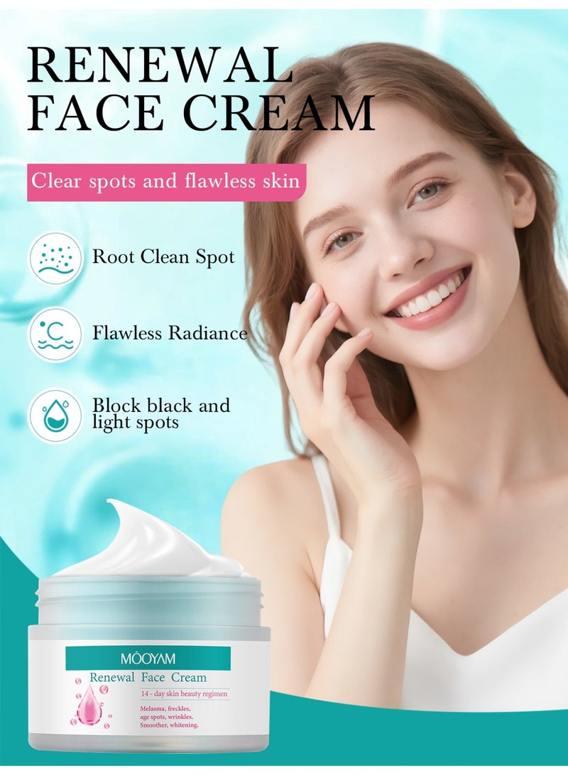 موويام كريم تجديد الوجه لعلاج الكلف والنمش لجميع أنواع البشرة، كريم تجديد الوجه المضاد للتجاعيد والمقشر والمبيض كريم تجديد الوجه - 50 جرام - Image 2