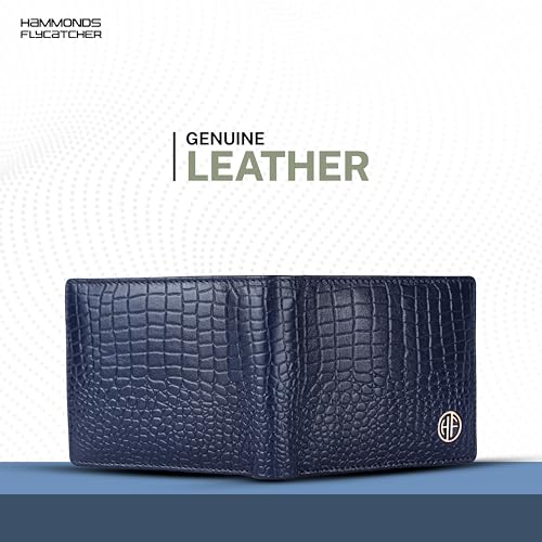 HAMMONDS FLYCATCHER RFID Protected Bi-Fold Wallet for Men Leather Original, Mens Wallet, Leather Wallets for Men, Classic Purse with 4 Card Slots, Coin Pocket, Gift for Mens - Croc Blue - Image 2