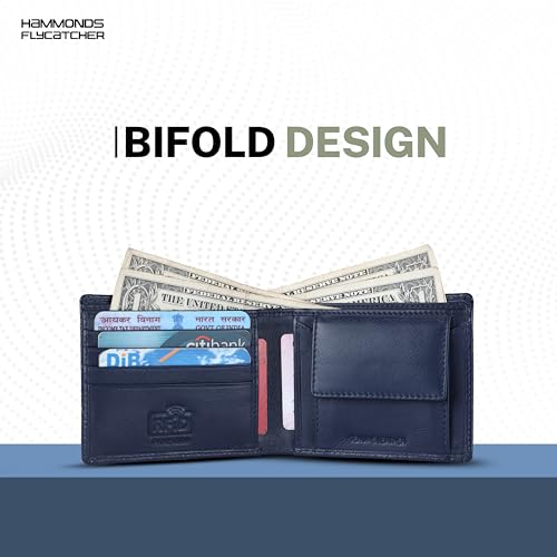 HAMMONDS FLYCATCHER RFID Protected Bi-Fold Wallet for Men Leather Original, Mens Wallet, Leather Wallets for Men, Classic Purse with 4 Card Slots, Coin Pocket, Gift for Mens - Croc Blue - Image 5