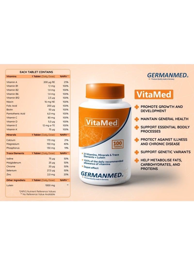 Germany VitaMed Multivitamins + Lutein 100 Tablets . - Image 3