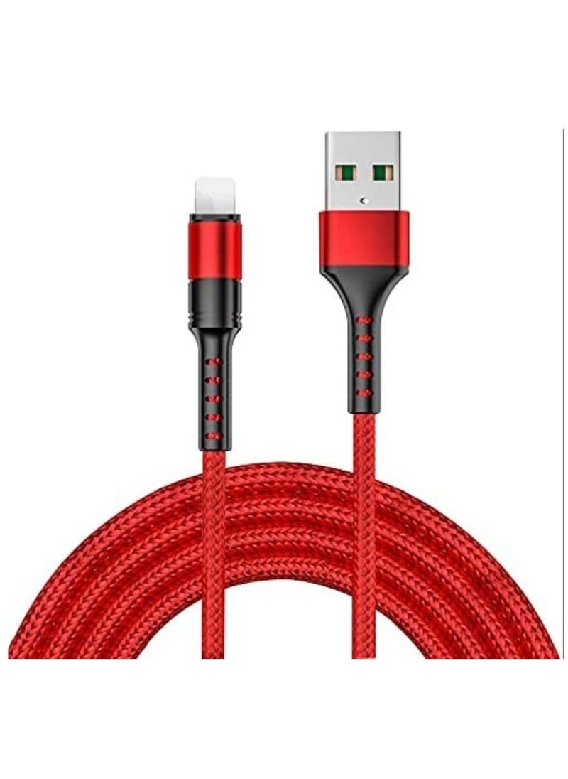 Raxoom Nylon fast charging cable, 3A lighting charger cable, CE, FCC, ROSH Certified, compatible with iPhone13 /iPhone13 mini/iPhone 13 Pro/iPhone13 Pro Max (Red, 1.2M) - Image 2