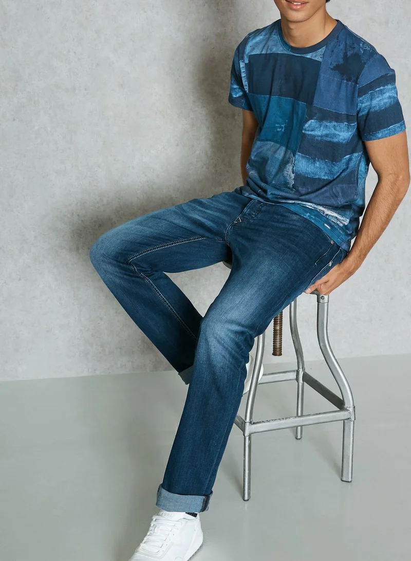 DIESEL Straight Fit Dark Wash Jeans