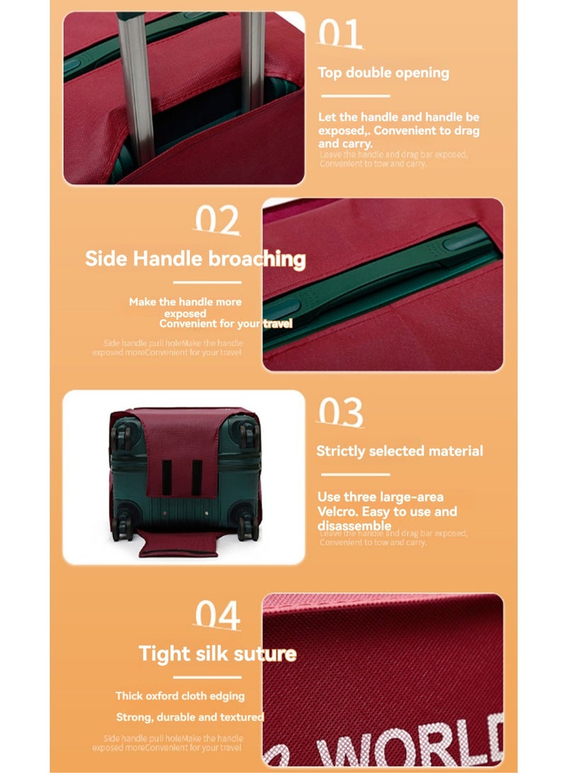 24 Inch Thick Non-Woven Suitcase Cover, High Quality Travel Suitcase Protective Cover for Wheeled Suitcases, Waterproof, Dustproof and Scratch-Resistant Suitcase Cover (Wine Red) - Image 3