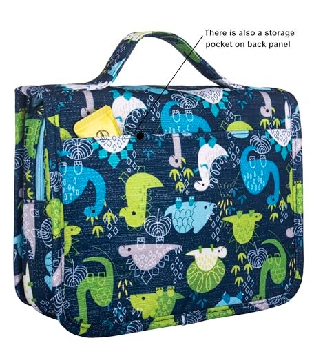 Eudora Hanging Travel Kids Toiletry Bag for Boys, Waterproof Travel Organizer, Cute Dinosaur Snake Cartoon Cosmetic Bath Bag with 360 Rotatable Hook (Blue) - Image 4