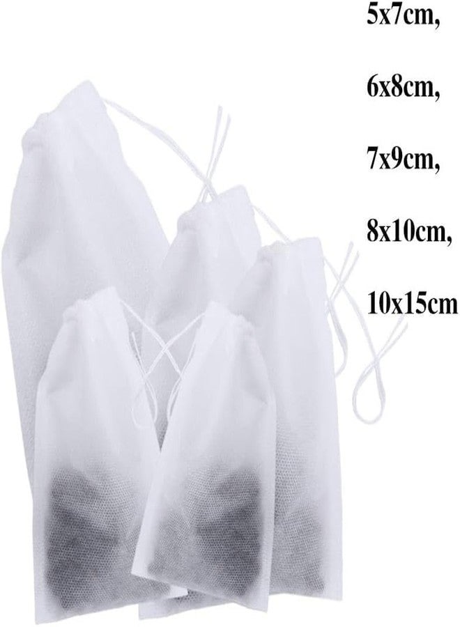 DPWOUM 100 Pcs Disposable Empty Tea Bags with Drawstring,Tea Bags for Loose Leaf Tea,Non-woven Fabric Spice Filters Teabags,Tea Strainers and Filters (10x15cm) - Image 2