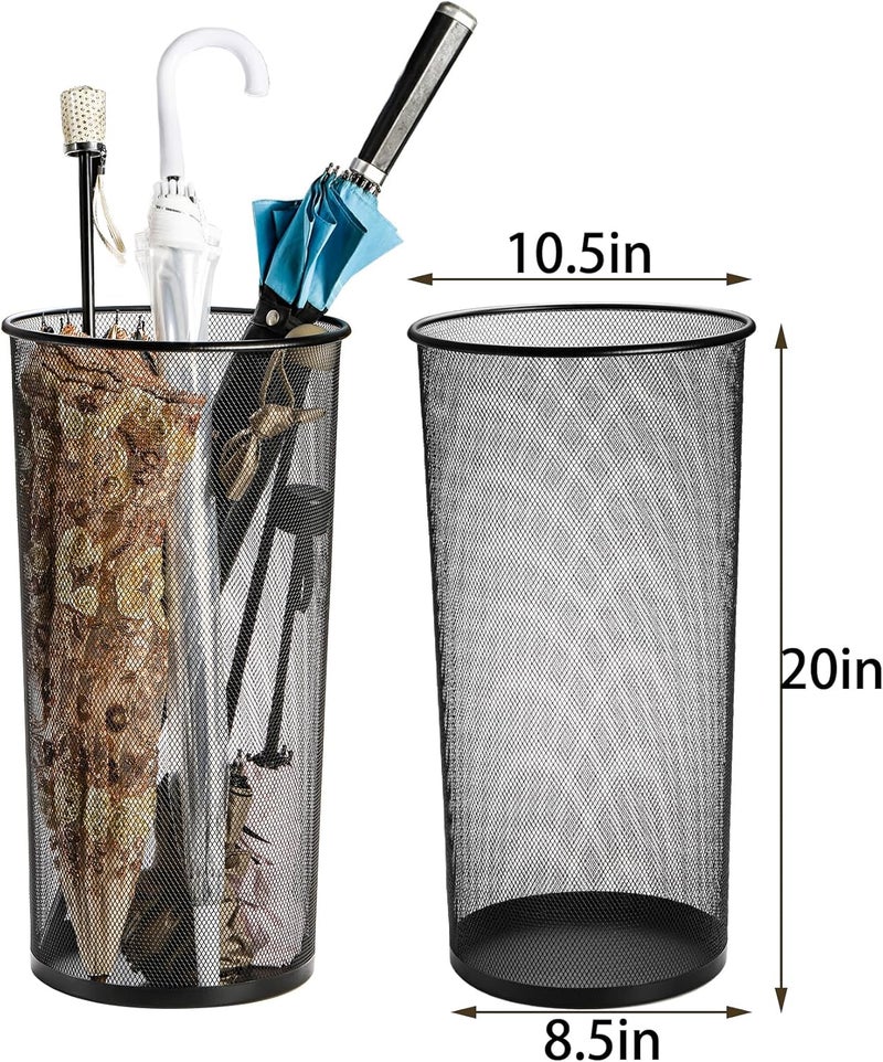Youeon 2 Pack Large Umbrella Holder, 10.5x20 Inch Metal Mesh Umbrella Stand, Freestanding Bucket for Umbrellas, Canes, Walking Sticks, Wrapping Paper, Entryway, Home, Office, Hotel, Black - Image 2