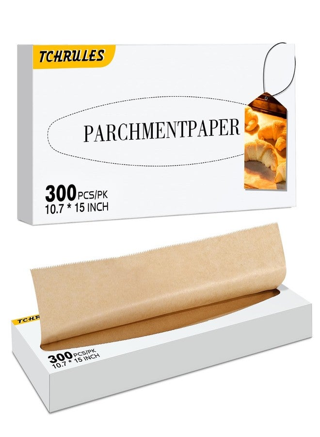 Tchrules 300 Pcs Pop Up Parchment Paper Sheets, Unbleached Pre-Cut Baking Paper Heavy Duty Non-Stick Greaseproof Parchment Paper for Baking Oven Air Fryer Cooking Grilling, 10.7x15 Inch - Image 1