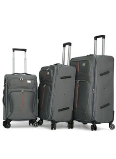 Giordano Trolley Bags 3 PCS Set Softside Spinners,Grey