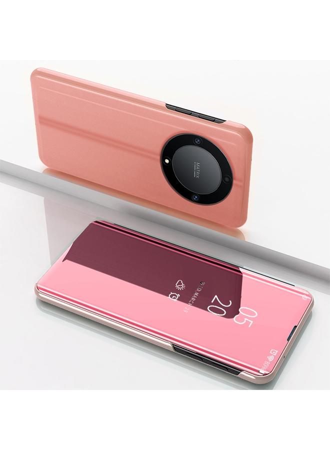 زبون جراب هاتف Honor X9b من الجلد المطلي بمرآة أفقية مع حامل - Image 1