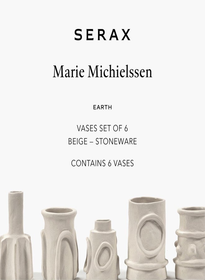 Serax Flower Vase | Marie by Marie Michielssen | Set of 6 | White Stoneware Home Decor Living Room for Coffee Table or Kitchen | Modern Entryway Table Decor or for Shelves | Unique Centerpiece Vases - Image 3