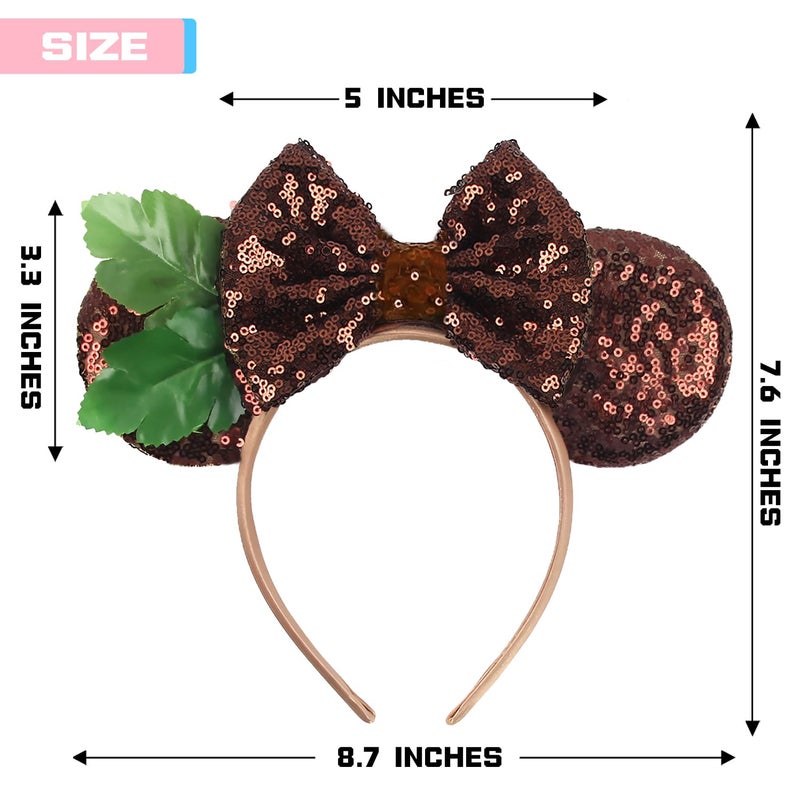 MADO mouse ears headband for kids boys adults men women, brown forest ears for adult kid boys men women girls,Park mini ear headbands for kids adults (brown forest) - Image 2