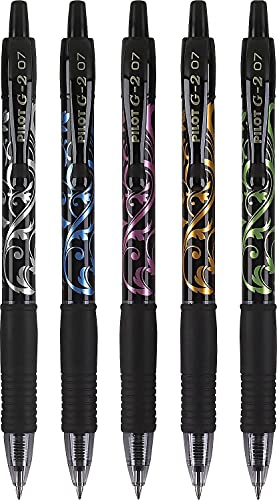 Pilot 31373 G2 Fashion Premium Retractable Gel Ink Pen, Black Ink/Asst. Barrels,.7mm, 5/Pack (PIL31373) - Image 2