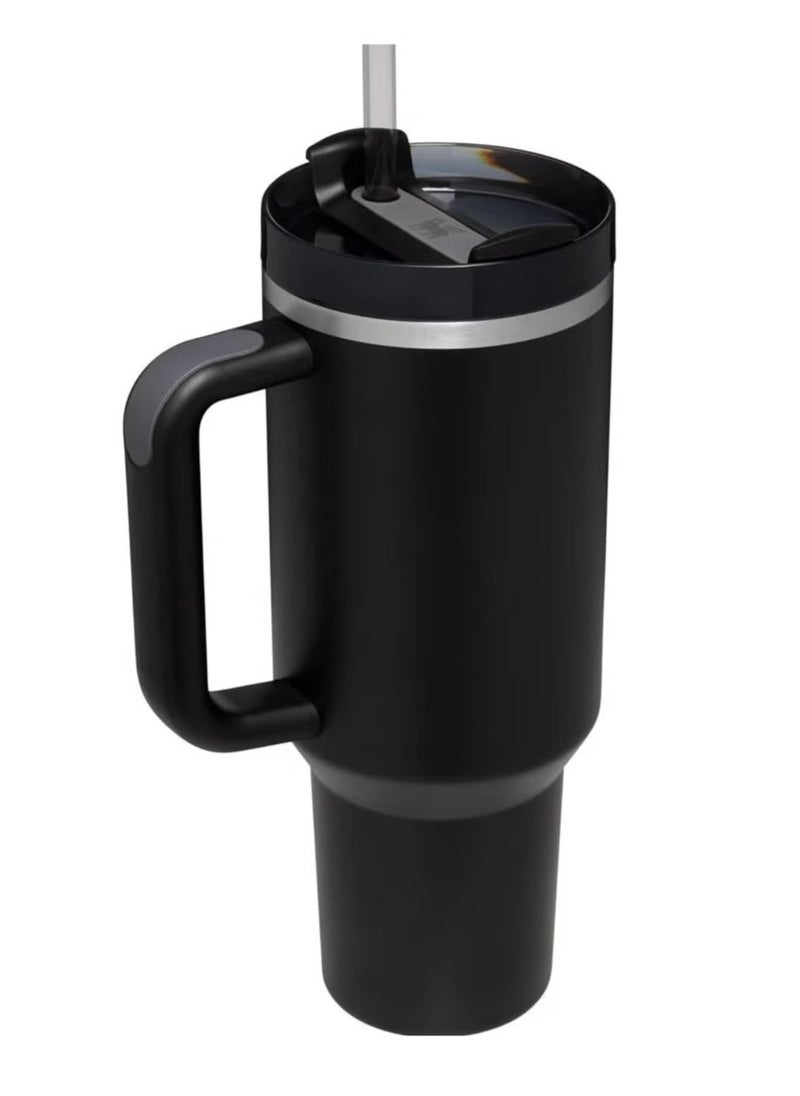 Stanley - 40oz Stanley Quencher H20 Flowstate Stainless Steel Vacuum Insulated Tumbler with Lid and Straw for Water, Iced Tea or Coffee, Smoothie and More, Cream (Black) - Image 1