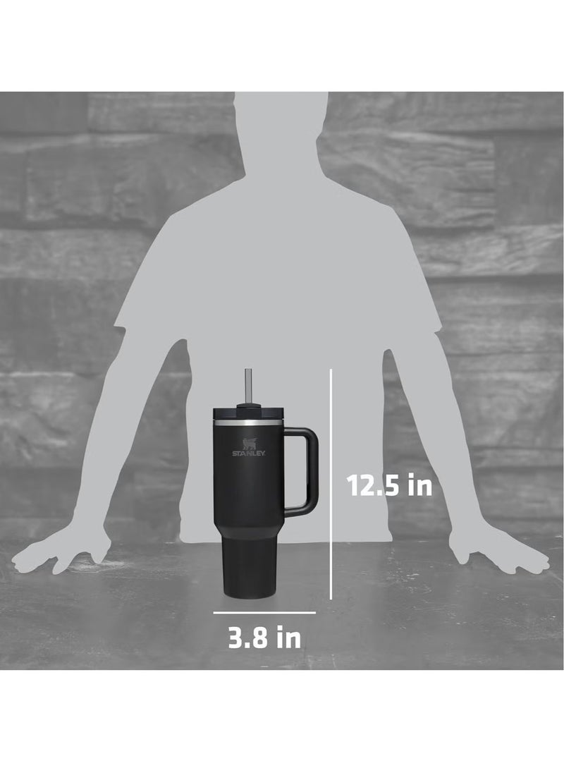 Stanley - 40oz Stanley Quencher H20 Flowstate Stainless Steel Vacuum Insulated Tumbler with Lid and Straw for Water, Iced Tea or Coffee, Smoothie and More, Cream (Black) - Image 1