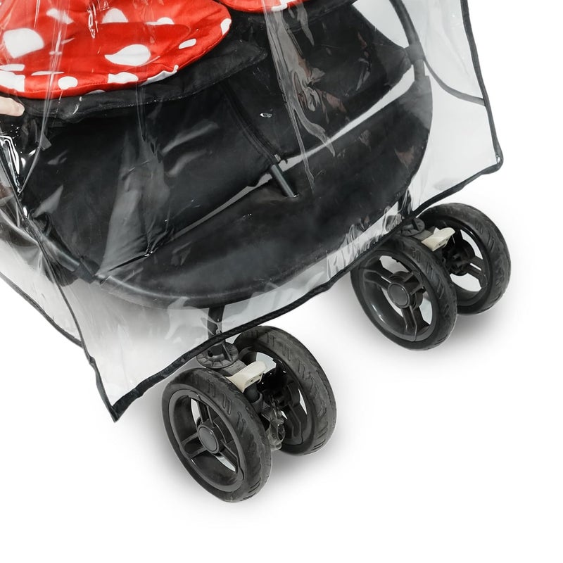 Ezkindheit Double Stroller Rain Cover  Universal Fit Weather Shield for Side by Side Baby Stroller Waterproof Windproof Jogger Stroller Cover for Rain Snow  Dust Protection  Baby Outdoor Travel Essential - Image 3