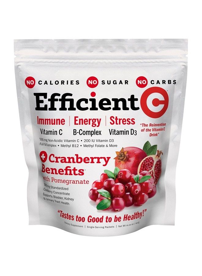 Andrew Lessman Efficient C + Cranberry Benefits 90 Packets – Immune, Energy, Stress and Urinary Tract Support. Reinvention of The Vitamin C Drink. No Calories. No Sugar. No Carbs. Easy to Mix. - Image 1
