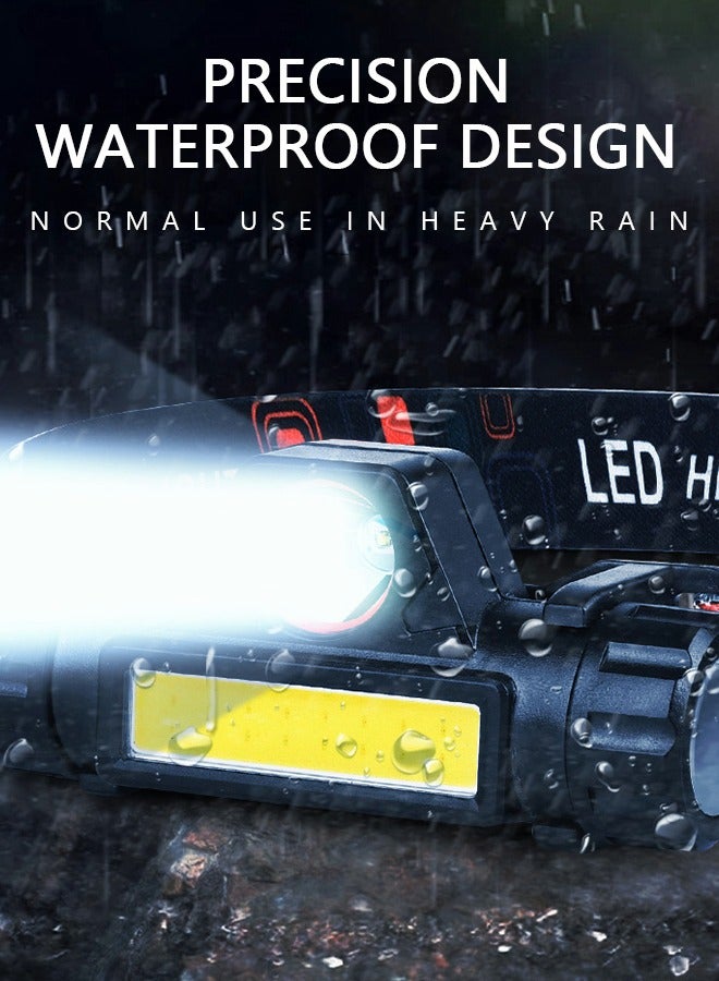 GROIC Rechargeable Waterproof  LED Headlamp with 2 Lights and Adjustable Headlight Beam for Running Camping Cycling Outdoor Adults Kids - Image 4