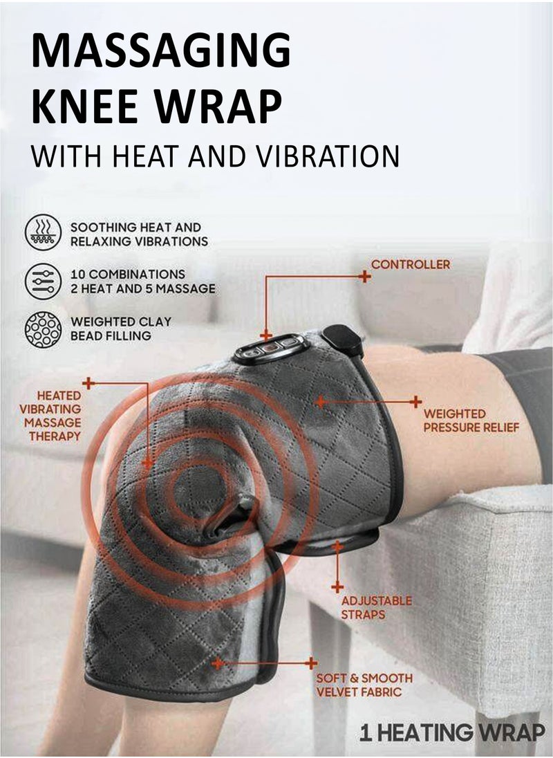 Generic Heated Vibrating Knee Wrap Electric Heating Pad with Vibrations for Knee Pain Relief, Arthritis, Joint and Muscle Stiffness, 2 Heat and 5 Massage Settings for 10 Relaxing Combinations Weighted with Clay Beads for Deep Therapy Adjustable Heated Knee Brace for Legs, Thighs & Calves Soft Plush Fabric Extra-Long 9ft Cord and Auto Shut-Off  - Image 4
