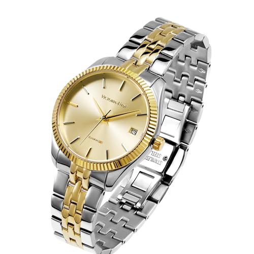 VICTORIA HYDE Two Tone Watches for Women Stainless Steel Gold and Silver Watches for Women - Image 3