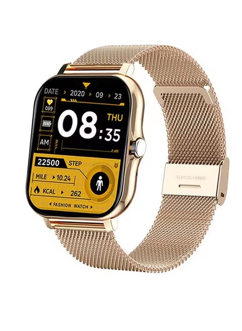Smartwatch with 1.81" Touch Display, Heart Rate & SpO2 Tracking, Bluetooth Call Support, Gold color, IPX4 Water-Resistant, Sleep Monitor,Fitness Tracker, Compatible with Android/iOS