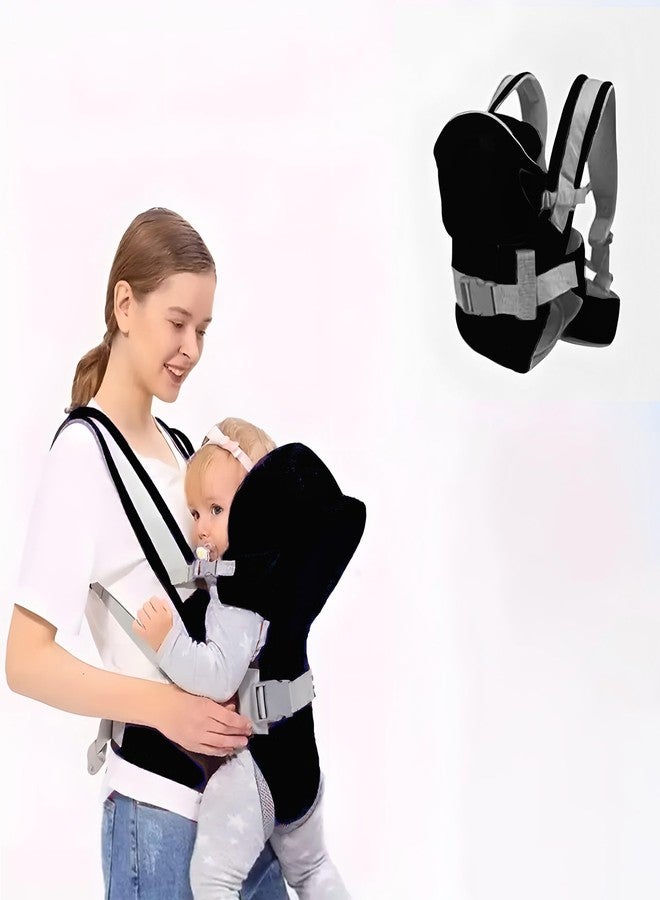 ZETO Front Carry Facing Carrier Bag, Adjustable Hands-Free 4-in-1 Baby/Sling Carrier Bag, Child Safety Strip, and Baby Back Carrier Bag (Black) - Image 2