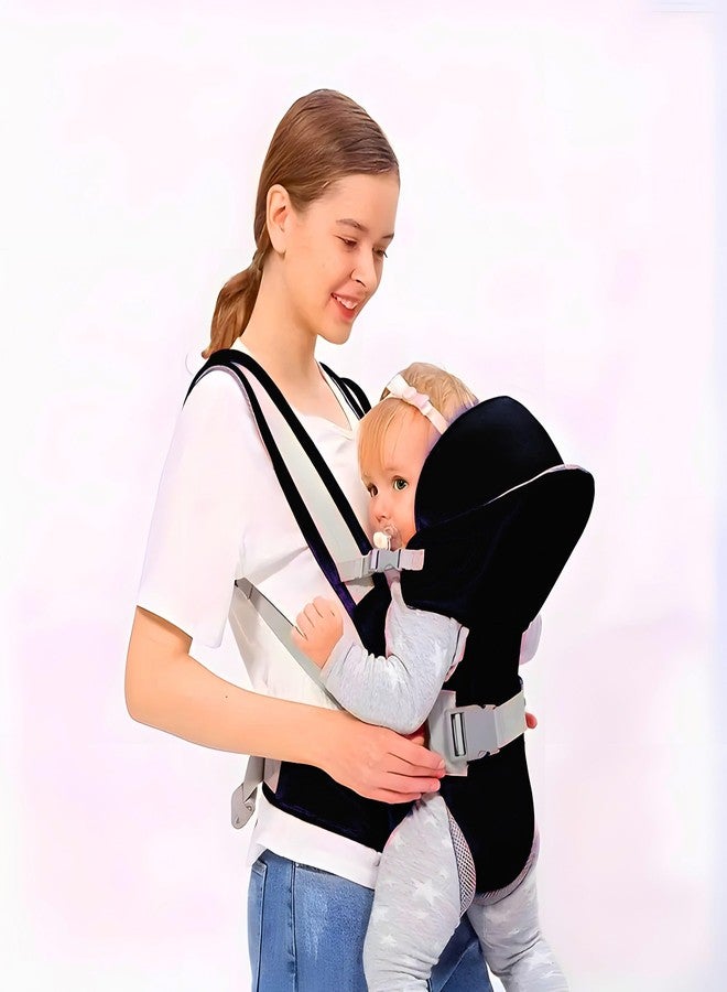 ZETO Front Carry Facing Carrier Bag, Adjustable Hands-Free 4-in-1 Baby/Sling Carrier Bag, Child Safety Strip, and Baby Back Carrier Bag (Black) - Image 1