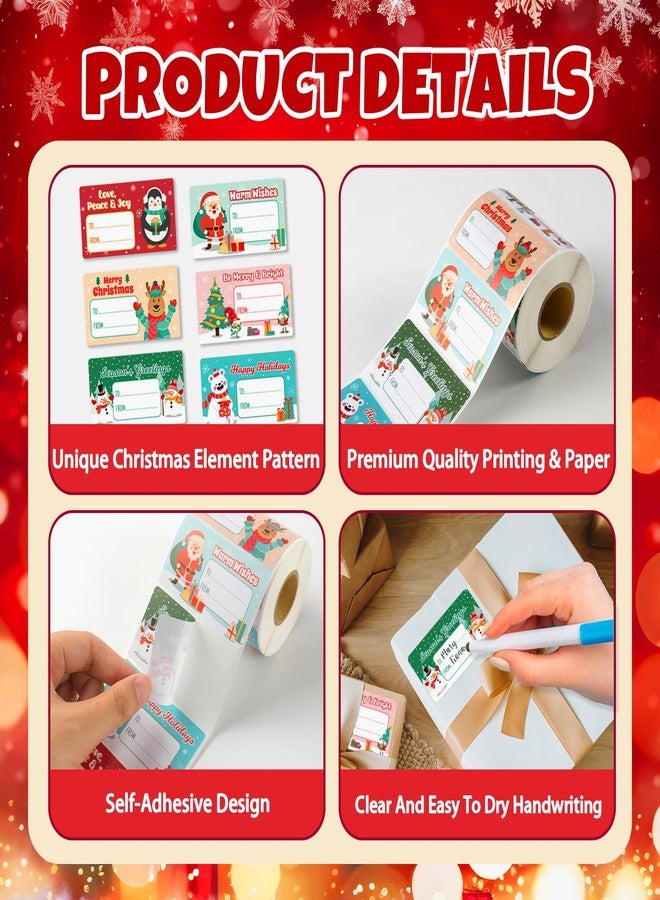 GRADESIN 480 PCS Christmas Gift Tags, Cute Self Adhesive Gift Tags, Christmas Presents Stickers Name Labels Sticker for Wrapping Paper Xmas Birthday Holiday Decor - Image 4