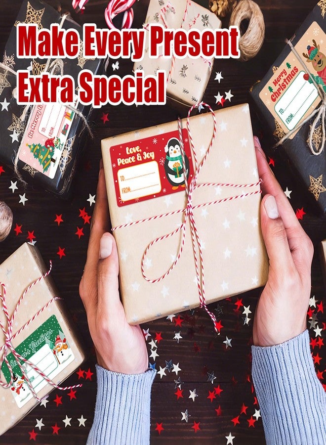 GRADESIN 480 PCS Christmas Gift Tags, Cute Self Adhesive Gift Tags, Christmas Presents Stickers Name Labels Sticker for Wrapping Paper Xmas Birthday Holiday Decor - Image 2