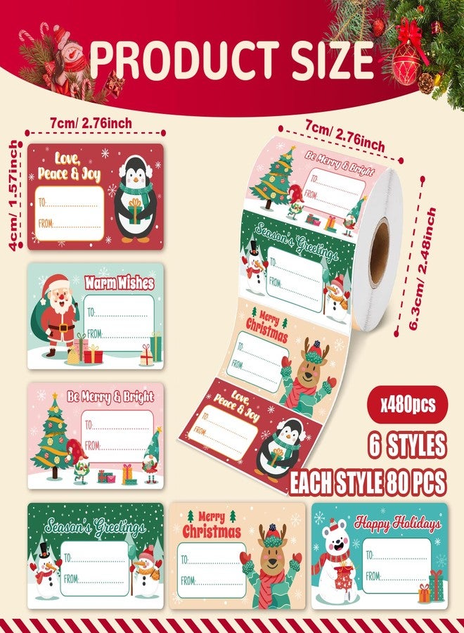 GRADESIN 480 PCS Christmas Gift Tags, Cute Self Adhesive Gift Tags, Christmas Presents Stickers Name Labels Sticker for Wrapping Paper Xmas Birthday Holiday Decor - Image 3