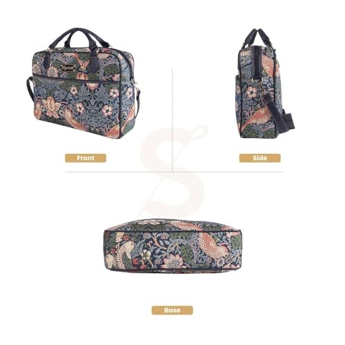 Signare Tapestry Laptop bag Computer Messenger bag Briefcase for Women with William Morris Strawberry Thief Blue (CPU-STBL) - Image 2