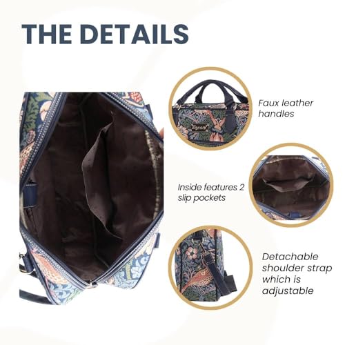 Signare Tapestry Laptop bag Computer Messenger bag Briefcase for Women with William Morris Strawberry Thief Blue (CPU-STBL) - Image 4