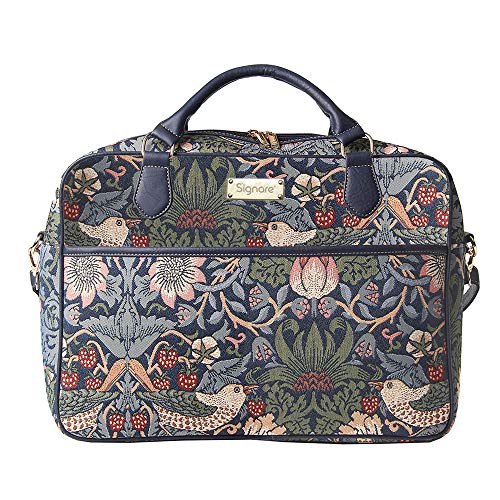 Signare Tapestry Laptop bag Computer Messenger bag Briefcase for Women with William Morris Strawberry Thief Blue (CPU-STBL) - Image 1