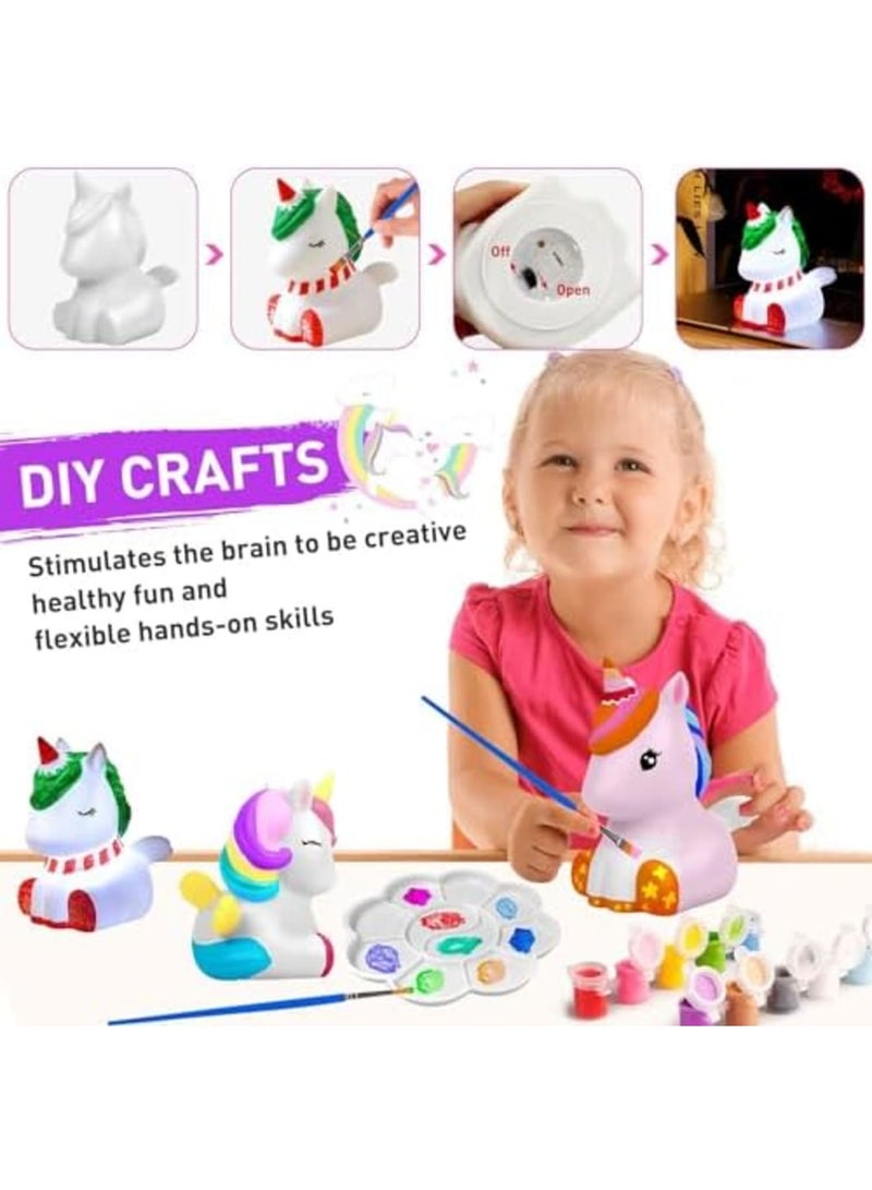 SYOSI Paint Your Own Unicorn Lamp Art Kit, Unicorn Lamp Art Kit for Teens Boys Girls, DIY Crafts, Night Light, Room Decorations, Birthday Gifts for Kids Creative Toy Art Supplies for Kids Ages 3-12+(4.5in) - Image 4