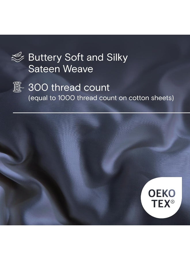 DOZ by SIJO 100% Organic Bamboo Sheet Set, Buttery Soft, Cooling for Hot Sleepers, Silky Breathable, Oeko-TEX, High GSM, 16" Deep Pockets - 4pc - 2 Pillowcases 1 Fitted 1 Top Sheet (Sapphire, Queen)  - Image 3