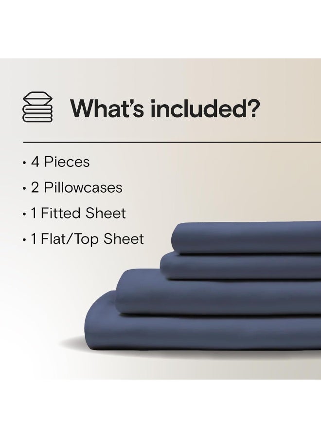 DOZ by SIJO 100% Organic Bamboo Sheet Set, Buttery Soft, Cooling for Hot Sleepers, Silky Breathable, Oeko-TEX, High GSM, 16" Deep Pockets - 4pc - 2 Pillowcases 1 Fitted 1 Top Sheet (Sapphire, Queen)  - Image 2