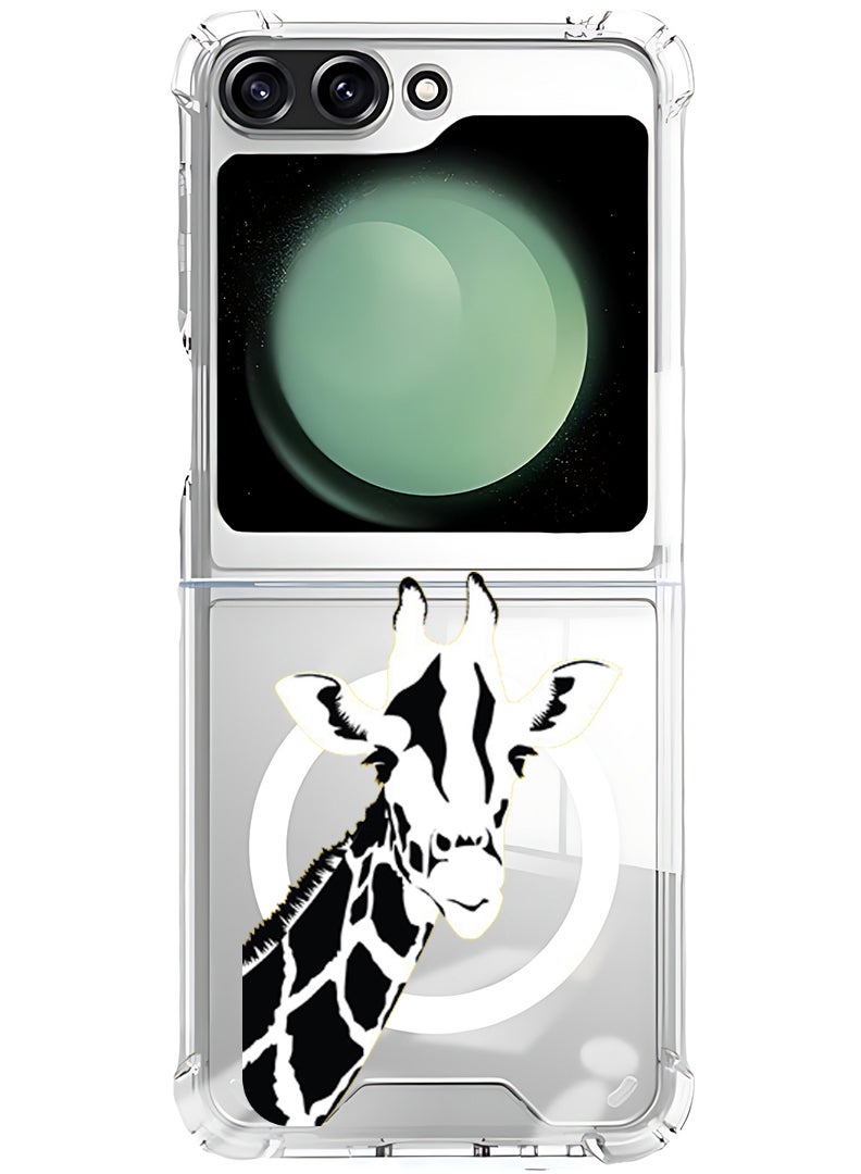 Theodor Magnetic Case for Samsung Galaxy Z Flip 6 Compatible with MagSafe Wireless Charging, Shockproof Phone Bumper Cover Giraffe - Image 1