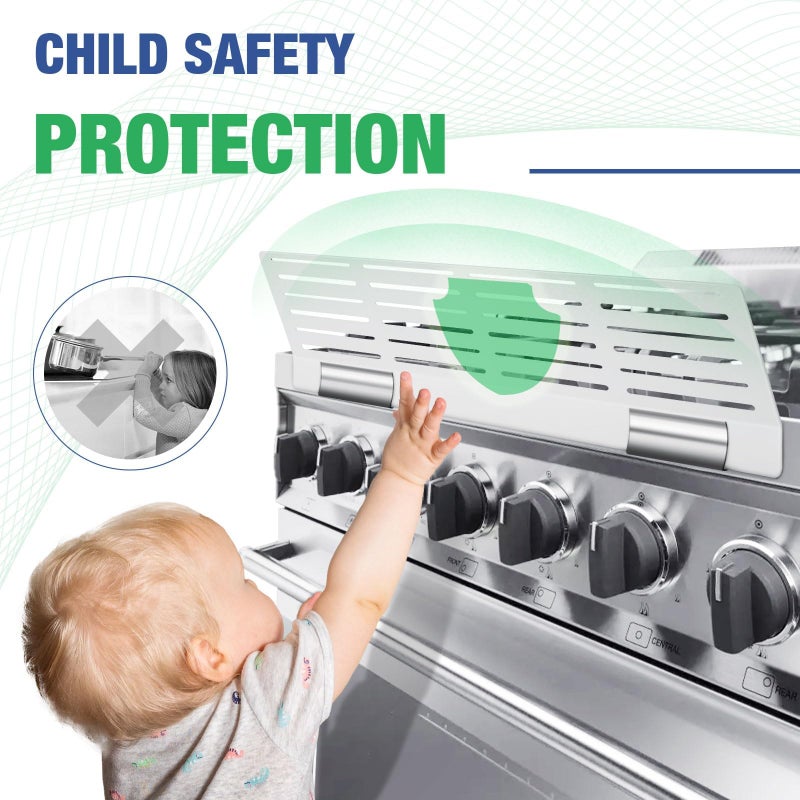 SDSNTE Adjustable Child Safety Stove Guard - Heavy-Duty Heat- Resistant Child Proof Stove Guard That Protects from Burns and Scalds 17â€-34â€ - Image 2